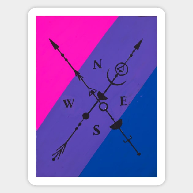 Bi Pride Flag Compass Sticker by PaintByKC